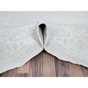 8'7"x11'5" Medium Gray, White Wash Peshawar With Heriz All Over Design, Hand Knotted, 100% Wool, Densely Woven, Oriental Rug FWR5484