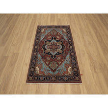 Load image into Gallery viewer, 3&#39;1&quot;x5&#39;2&quot; Barn Red, Antiqued Fine Heriz Re-creation, Hand Knotted, Hand Spun New Zealand Wool, Soft Pile, Vegetable Dyes, Denser Weave, Oriental Rug FWR549000