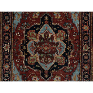 3'1"x5'2" Barn Red, Antiqued Fine Heriz Re-creation, Hand Knotted, Hand Spun New Zealand Wool, Soft Pile, Vegetable Dyes, Denser Weave, Oriental Rug FWR549000