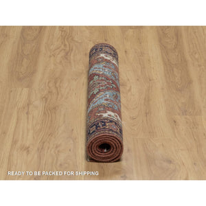 3'1"x5'2" Barn Red, Antiqued Fine Heriz Re-creation, Hand Knotted, Hand Spun New Zealand Wool, Soft Pile, Vegetable Dyes, Denser Weave, Oriental Rug FWR549000