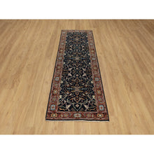 Load image into Gallery viewer, 2&#39;7&quot;x8&#39;1&quot; Caviar Blue, Antiqued Fine Heriz Re-Creation with All Over Vines Design, Hand Spun New Zealand Wool, Hand Knotted, Vegetable Dyes, Runner, Oriental Rug FWR549006