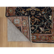 Load image into Gallery viewer, 2&#39;7&quot;x8&#39;1&quot; Caviar Blue, Antiqued Fine Heriz Re-Creation with All Over Vines Design, Hand Spun New Zealand Wool, Hand Knotted, Vegetable Dyes, Runner, Oriental Rug FWR549006