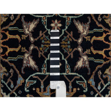 Load image into Gallery viewer, 2&#39;7&quot;x8&#39;1&quot; Caviar Blue, Antiqued Fine Heriz Re-Creation with All Over Vines Design, Hand Spun New Zealand Wool, Hand Knotted, Vegetable Dyes, Runner, Oriental Rug FWR549006