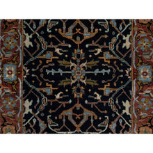 Load image into Gallery viewer, 2&#39;7&quot;x8&#39;1&quot; Caviar Blue, Antiqued Fine Heriz Re-Creation with All Over Vines Design, Hand Spun New Zealand Wool, Hand Knotted, Vegetable Dyes, Runner, Oriental Rug FWR549006