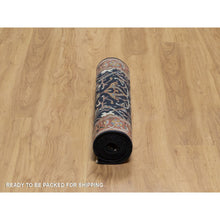 Load image into Gallery viewer, 2&#39;7&quot;x8&#39;1&quot; Caviar Blue, Antiqued Fine Heriz Re-Creation with All Over Vines Design, Hand Spun New Zealand Wool, Hand Knotted, Vegetable Dyes, Runner, Oriental Rug FWR549006