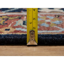 Load image into Gallery viewer, 2&#39;7&quot;x8&#39;1&quot; Caviar Blue, Antiqued Fine Heriz Re-creation With All Over Vines Design, Hand Spun New Zealand Wool, Hand Knotted, Vegetable Dyes, Runner, Oriental Rug FWR549006