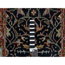 Load image into Gallery viewer, 2&#39;7&quot;x8&#39;3&quot; Midnight Blue, Antiqued Fine Heriz Re-Creation with All Over Vines Design, Hand Knotted, Hand Spun New Zealand Wool, Vegetable Dyes, Runner, Oriental Rug FWR549030