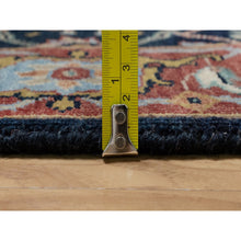 Load image into Gallery viewer, 2&#39;7&quot;x8&#39;3&quot; Midnight Blue, Antiqued Fine Heriz Re-Creation with All Over Vines Design, Hand Knotted, Hand Spun New Zealand Wool, Vegetable Dyes, Runner, Oriental Rug FWR549030
