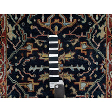 Load image into Gallery viewer, 2&#39;7&quot;x6&#39;2&quot; Midnight Blue, Antiqued Fine Heriz Re-Creation with All Over Vines Design, Hand Knotted, Hand Spun New Zealand Wool, Vegetable Dyes, Runner, Oriental Rug FWR549036