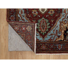 Load image into Gallery viewer, 3&#39;1&quot;x5&#39;1&quot; Auburn Red, Antiqued Fine Heriz Re-creation, Medallion Design, Hand Spun New Zealand Wool, Hand Knotted, Soft Pile, Vegetable Dyes, Oriental Rug FWR549048