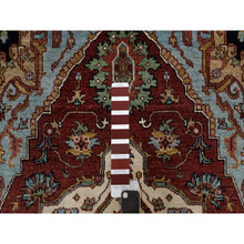 Load image into Gallery viewer, 3&#39;1&quot;x5&#39;1&quot; Auburn Red, Antiqued Fine Heriz Re-creation, Medallion Design, Hand Spun New Zealand Wool, Hand Knotted, Soft Pile, Vegetable Dyes, Oriental Rug FWR549048