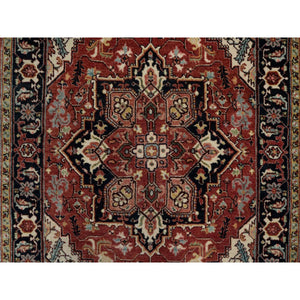3'x5' Brick Red, Antiqued Fine Heriz Re-creation With Geometric Medallion Design, Hand Knotted, Hand Spun New Zealand Wool, Soft And Plush, Oriental Rug FWR549054
