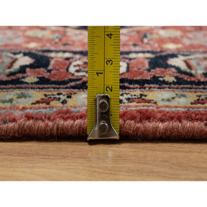 3'x5' Brick Red, Antiqued Fine Heriz Re-creation With Geometric Medallion Design, Hand Knotted, Hand Spun New Zealand Wool, Soft And Plush, Oriental Rug FWR549054
