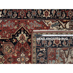 3'x5' Brick Red, Antiqued Fine Heriz Re-creation With Geometric Medallion Design, Hand Knotted, Hand Spun New Zealand Wool, Soft And Plush, Oriental Rug FWR549054