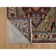 Load image into Gallery viewer, 2&#39;7&quot;x8&#39;2&quot; Merlot Red, Antiqued Fine Heriz Re-creation, Medallion Design, Hand Spun New Zealand Wool, Hand Knotted, Soft Pile, Vegetable Dyes, Runner, Oriental Rug FWR549060