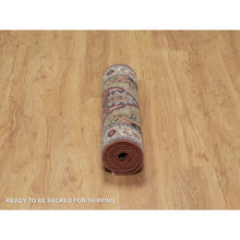 Load image into Gallery viewer, 2&#39;7&quot;x8&#39;2&quot; Merlot Red, Antiqued Fine Heriz Re-creation, Medallion Design, Hand Spun New Zealand Wool, Hand Knotted, Soft Pile, Vegetable Dyes, Runner, Oriental Rug FWR549060