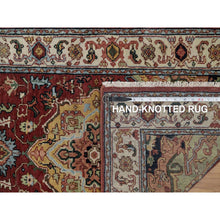 Load image into Gallery viewer, 2&#39;7&quot;x8&#39;2&quot; Merlot Red, Antiqued Fine Heriz Re-creation, Medallion Design, Hand Spun New Zealand Wool, Hand Knotted, Soft Pile, Vegetable Dyes, Runner, Oriental Rug FWR549060
