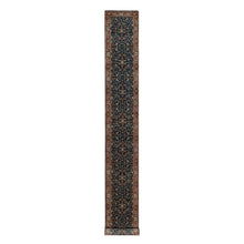 Load image into Gallery viewer, 2&#39;6&quot;x20&#39;1&quot; Midnight Blue, Hand Knotted, Antiqued Fine Heriz Re-Creation with All Over Vines Design, Hand Spun New Zealand Wool, Soft Pile, Vegetable Dyes, XL Runner, Oriental Rug FWR549072