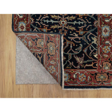 Load image into Gallery viewer, 2&#39;6&quot;x20&#39;1&quot; Midnight Blue, Hand Knotted, Antiqued Fine Heriz Re-Creation with All Over Vines Design, Hand Spun New Zealand Wool, Soft Pile, Vegetable Dyes, XL Runner, Oriental Rug FWR549072