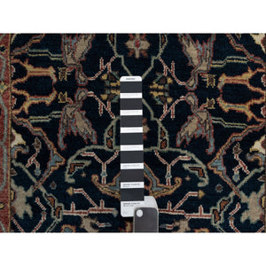 2'6"x20'1" Midnight Blue, Hand Knotted, Antiqued Fine Heriz Re-Creation with All Over Vines Design, Hand Spun New Zealand Wool, Soft Pile, Vegetable Dyes, XL Runner, Oriental Rug FWR549072