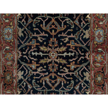 Load image into Gallery viewer, 2&#39;6&quot;x20&#39;1&quot; Midnight Blue, Hand Knotted, Antiqued Fine Heriz Re-Creation with All Over Vines Design, Hand Spun New Zealand Wool, Soft Pile, Vegetable Dyes, XL Runner, Oriental Rug FWR549072