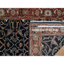Load image into Gallery viewer, 2&#39;6&quot;x20&#39;1&quot; Midnight Blue, Hand Knotted, Antiqued Fine Heriz Re-Creation with All Over Vines Design, Hand Spun New Zealand Wool, Soft Pile, Vegetable Dyes, XL Runner, Oriental Rug FWR549072