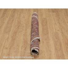 Load image into Gallery viewer, 6&#39;x6&#39; Salsa Red, Antiqued Fine Heriz Re-Creation, Medallion Design, Hand Knotted, Soft Pile, Hand Spun New Zealand Wool, Vegetable Dyes, Round, Oriental Rug FWR549078