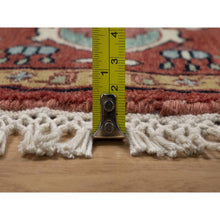Load image into Gallery viewer, 6&#39;x6&#39; Salsa Red, Antiqued Fine Heriz Re-Creation, Medallion Design, Hand Knotted, Soft Pile, Hand Spun New Zealand Wool, Vegetable Dyes, Round, Oriental Rug FWR549078
