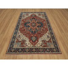 Load image into Gallery viewer, 6&#39;3&quot;x9&#39;1&quot; Barn Red, Antiqued Fine Heriz Re-creation, Medallion Design, Hand Knotted, Soft Pile, Hand Spun New Zealand Wool, Vegetable Dyes, Oriental Rug FWR549084