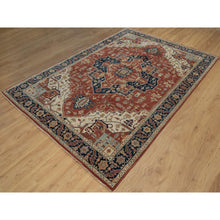 Load image into Gallery viewer, 6&#39;3&quot;x9&#39;1&quot; Barn Red, Antiqued Fine Heriz Re-creation, Medallion Design, Hand Knotted, Soft Pile, Hand Spun New Zealand Wool, Vegetable Dyes, Oriental Rug FWR549084