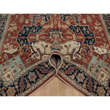 Load image into Gallery viewer, 6&#39;3&quot;x9&#39;1&quot; Barn Red, Antiqued Fine Heriz Re-creation, Medallion Design, Hand Knotted, Soft Pile, Hand Spun New Zealand Wool, Vegetable Dyes, Oriental Rug FWR549084