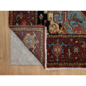 6'x9'2" Chili Red, Antiqued Fine Heriz Re-creation, Medallion Design, Hand Knotted, Soft Pile, Hand Spun New Zealand Wool, Vegetable Dyes, Oriental Rug FWR549090