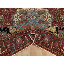 Load image into Gallery viewer, 6&#39;x9&#39;2&quot; Chili Red, Antiqued Fine Heriz Re-creation, Medallion Design, Hand Knotted, Soft Pile, Hand Spun New Zealand Wool, Vegetable Dyes, Oriental Rug FWR549090
