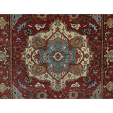 Load image into Gallery viewer, 6&#39;x9&#39;2&quot; Chili Red, Antiqued Fine Heriz Re-creation, Medallion Design, Hand Knotted, Soft Pile, Hand Spun New Zealand Wool, Vegetable Dyes, Oriental Rug FWR549090