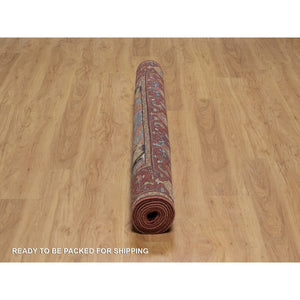 6'x9'2" Chili Red, Antiqued Fine Heriz Re-creation, Medallion Design, Hand Knotted, Soft Pile, Hand Spun New Zealand Wool, Vegetable Dyes, Oriental Rug FWR549090