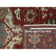 Load image into Gallery viewer, 6&#39;x9&#39;2&quot; Chili Red, Antiqued Fine Heriz Re-creation, Medallion Design, Hand Knotted, Soft Pile, Hand Spun New Zealand Wool, Vegetable Dyes, Oriental Rug FWR549090