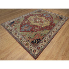 Load image into Gallery viewer, 9&#39;x12&#39;1&quot; Barn Red, Antiqued Fine Heriz Re-creation, Medallion Design, Hand Knotted, Soft Pile, Hand Spun New Zealand Wool, Vegetable Dyes, Oriental Rug FWR549096