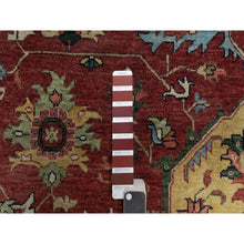 Load image into Gallery viewer, 9&#39;x12&#39;1&quot; Barn Red, Antiqued Fine Heriz Re-creation, Medallion Design, Hand Knotted, Soft Pile, Hand Spun New Zealand Wool, Vegetable Dyes, Oriental Rug FWR549096