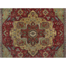 Load image into Gallery viewer, 9&#39;x12&#39;1&quot; Barn Red, Antiqued Fine Heriz Re-creation, Medallion Design, Hand Knotted, Soft Pile, Hand Spun New Zealand Wool, Vegetable Dyes, Oriental Rug FWR549096