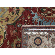 Load image into Gallery viewer, 9&#39;x12&#39;1&quot; Barn Red, Antiqued Fine Heriz Re-creation, Medallion Design, Hand Knotted, Soft Pile, Hand Spun New Zealand Wool, Vegetable Dyes, Oriental Rug FWR549096