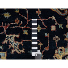 Load image into Gallery viewer, 9&#39;x12&#39;1&quot; Caviar Blue, Antiqued Fine Heriz Re-Creation with All Over Vines Design, Soft Pile, Hand Spun New Zealand Wool, Hand Knotted, Vegetable Dyes, Oriental Rug FWR549102