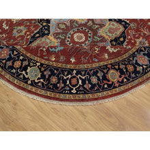 Load image into Gallery viewer, 10&#39;x10&#39; Barn Red, Antiqued Fine Heriz Re-Creation, Hand Knotted, Hand Spun New Zealand Wool, Soft Pile, Vegetable Dyes, Denser Weave, Round, Oriental Rug FWR549108