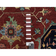 Load image into Gallery viewer, 10&#39;x10&#39; Barn Red, Antiqued Fine Heriz Re-Creation, Hand Knotted, Hand Spun New Zealand Wool, Soft Pile, Vegetable Dyes, Denser Weave, Round, Oriental Rug FWR549108