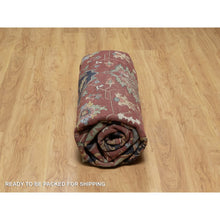 Load image into Gallery viewer, 10&#39;x10&#39; Barn Red, Antiqued Fine Heriz Re-Creation, Hand Knotted, Hand Spun New Zealand Wool, Soft Pile, Vegetable Dyes, Denser Weave, Round, Oriental Rug FWR549108