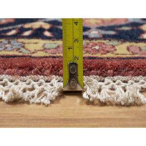 10'x10' Barn Red, Antiqued Fine Heriz Re-Creation, Hand Knotted, Hand Spun New Zealand Wool, Soft Pile, Vegetable Dyes, Denser Weave, Round, Oriental Rug FWR549108