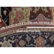 Load image into Gallery viewer, 10&#39;x10&#39; Barn Red, Antiqued Fine Heriz Re-creation, Hand Knotted, Hand Spun New Zealand Wool, Soft Pile, Vegetable Dyes, Denser Weave, Round, Oriental Rug FWR549108