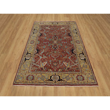 Load image into Gallery viewer, 5&#39;2&quot;x7&#39;2&quot; Brick Red, Antiqued Fine Heriz Re-Creation with All Over Vines Design, Soft Pile, Hand Knotted, Hand Spun New Zealand Wool, Vegetable Dyes, Oriental Rug FWR549114
