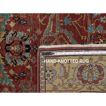 Load image into Gallery viewer, 5&#39;2&quot;x7&#39;2&quot; Brick Red, Antiqued Fine Heriz Re-Creation with Star Medallion Design, Hand Spun New Zealand Wool, Hand Knotted, Soft and Plush, Oriental Rug FWR548358