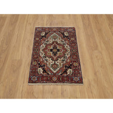 Load image into Gallery viewer, 2&#39;x3&#39;1&quot; Swan White, Antiqued Fine Heriz Re-creation, Hand Knotted, Hand Spun New Zealand Wool, Soft Pile, Vegetable Dyes, Denser Weave, Mat, Sample, Oriental Rug FWR549120