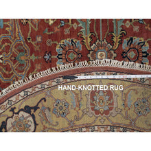 Load image into Gallery viewer, 6&#39;2&quot;x6&#39;2&quot; Charcoal Gray with Brown, Persian Knot, Abstract with Galaxy Design, 100% Wool, Hand Knotted, Densely Woven, Round, Oriental Rug FWR498936